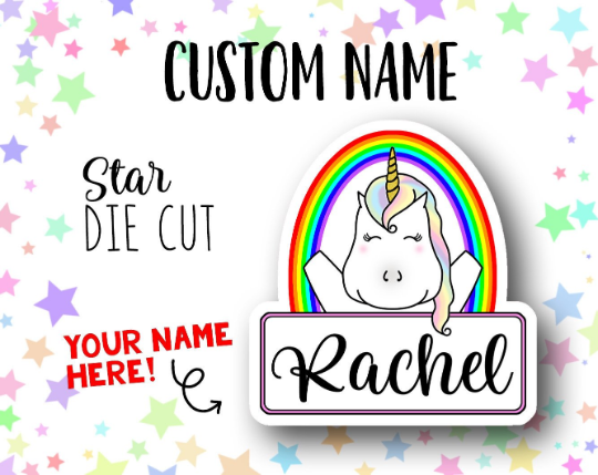 Custom Name Star STICKER DIE CUT
