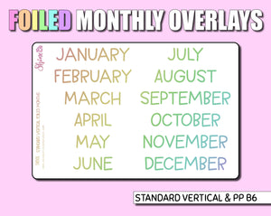 FOILED Monthly Overlay Stickers | Monthly Covers Tabs | Shine Sticker Studio
