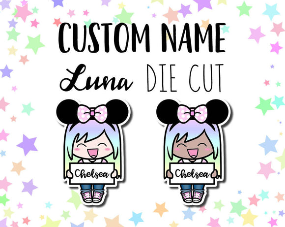 Mouse Ears Custom Luna STICKER DIE CUT