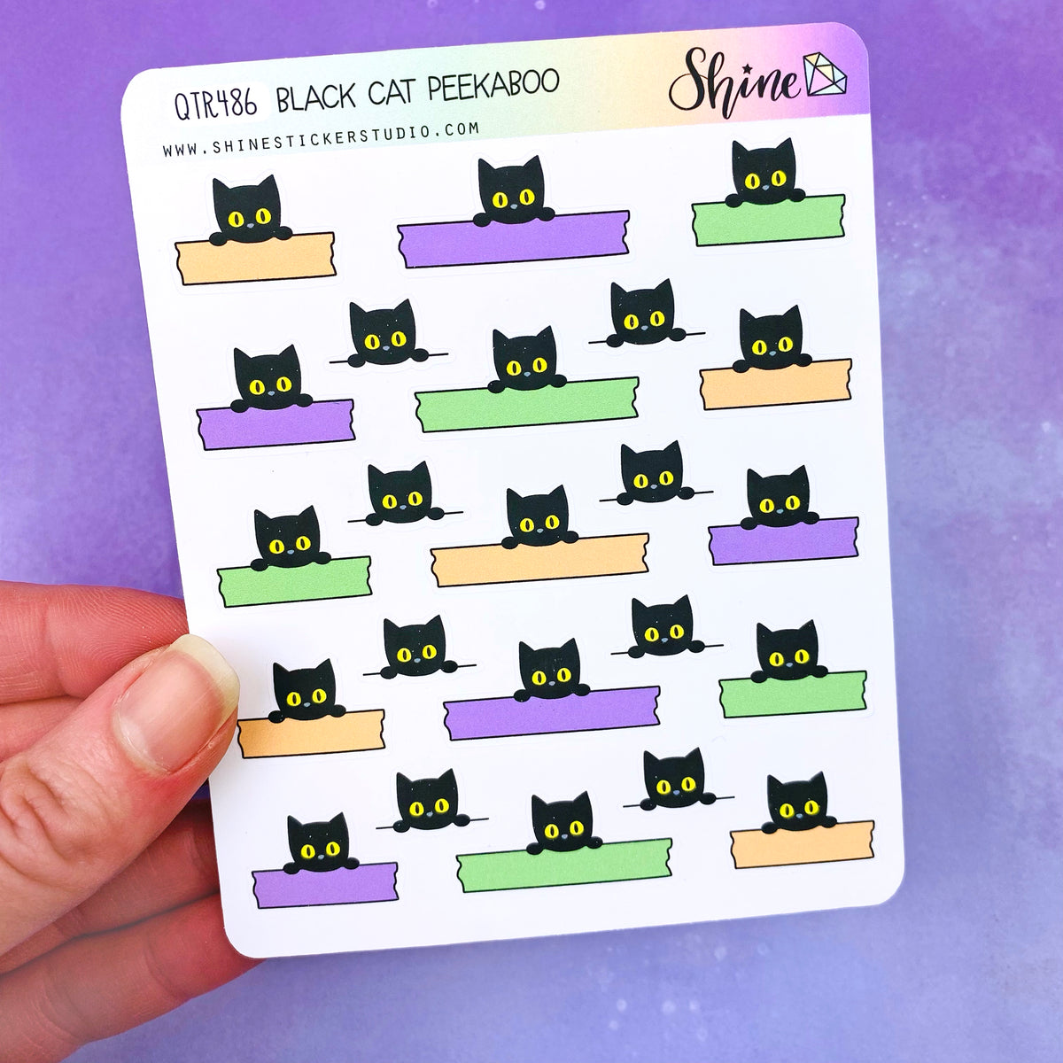 Black Cat Peekaboo Stickers – Shine Sticker Studio