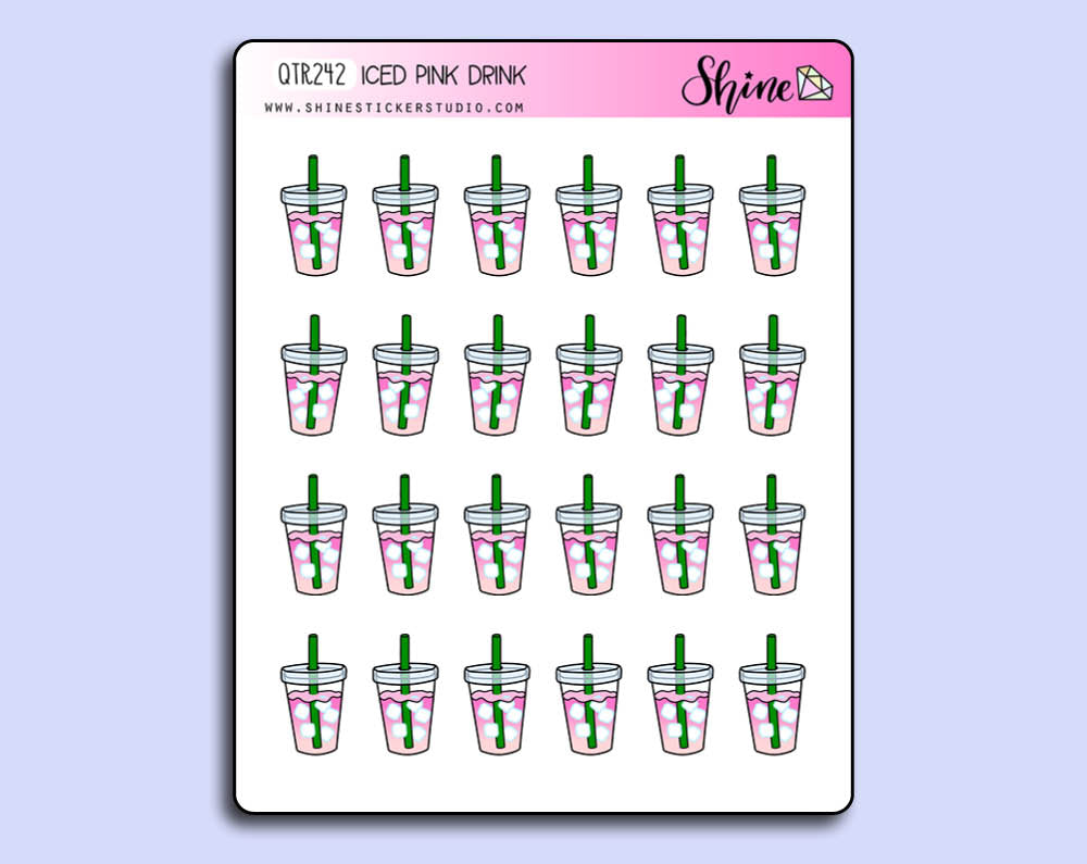 Iced Pink Drink Stickers – Shine Sticker Studio