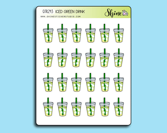CLEARANCE: Iced Green Drink Stickers