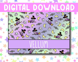 Vellum Patterned Paper Digital Download - Luna Witch Halloween